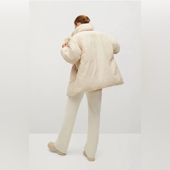 Mango beige puffer jacket faux leather size XS NWT - Picture 2 of 10